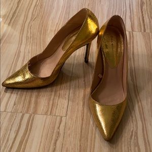 Zara Gold Metallic Pumps Heels 38 37 7.5